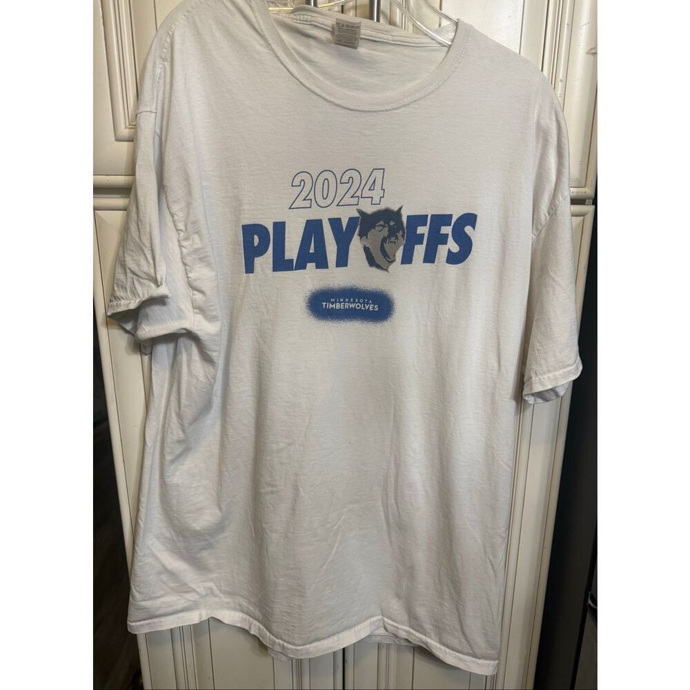 Fruit Of The Loom Men's Minnesota Timberwolves 2024 Playoffs T-Shirt White Sz XL